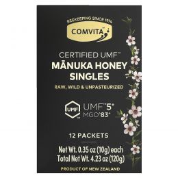 Comvita, Необработанный мед манука, сертифицированный UMF 5+ (MGO 83+), 12 пакетиков по 10 г (0,35 унции)