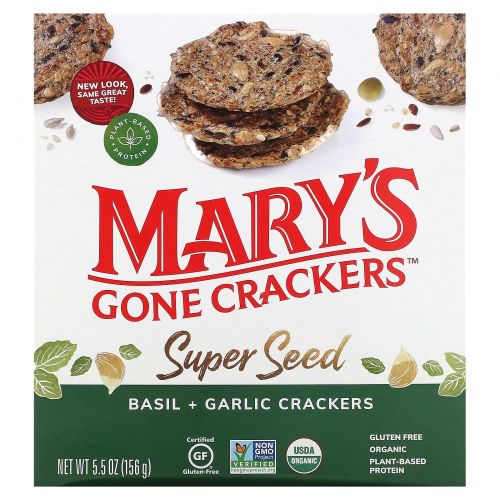 Mary's Gone Crackers, Super Seed Crackers, Basil & Garlic, 5.5 oz (155 g)