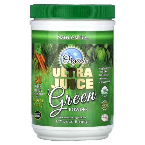 Nature's Plus, Зеленый Порошок Ultra Juice, 0,66 фунта (300 г)