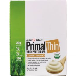 The Julian Bakery, Primal Thin Protein Bar, Sweet Cream, 12 Bars, 1.9 oz (54 g) Each