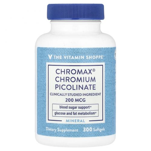 The Vitamin Shoppe, Chromax® пиколинат хрома, 200 мкг, 300 мягких таблеток