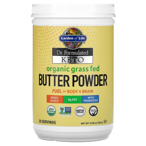 Garden of Life, Dr. Formulated Keto Organic Grass Fed Butter Powder, 10.58 oz (300 g)