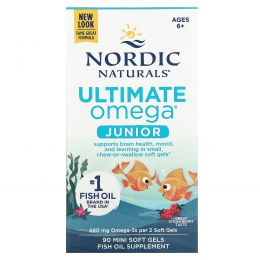 Nordic Naturals, Ultimate Omega, Junior, 500 мг, 90 жеательных таблеток в мягкой оболочке