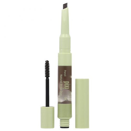 Pixi Beauty, 2-в-1 Natural Brow Duo, карандаш и гель для бровей, 0633 темно-коричневый, 1 шт.