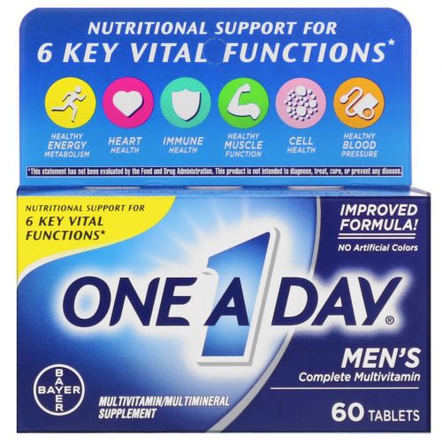 One-A-Day, One A Day Men's, формула здоровья для мужчин, мультивитамины/мультиминералы, 60 таблеток