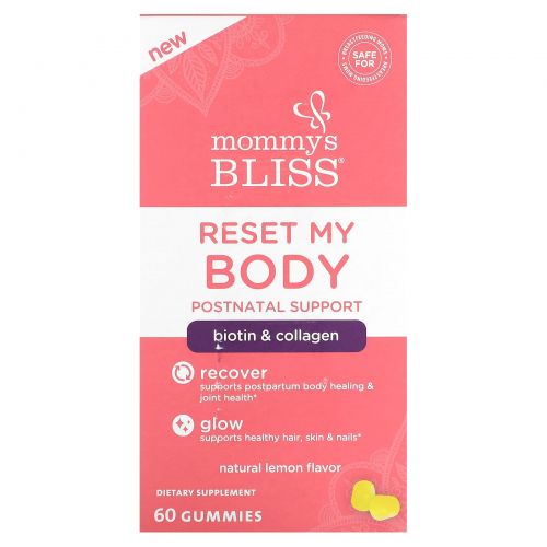 Mommy's Bliss, Reset My Body, послеродовая поддержка, натуральный лимон, 60 жевательных таблеток