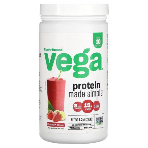 Vega, Protein Made Simple, протеин, клубника и банан, 263 г (9,3 унции)