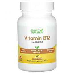 Super Nutrition, витамин B12, со вкусом вишни, 3000 мкг, 100 пастилок