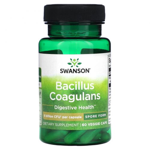 Swanson, Bacillus Coagulans, 6 млрд КОЕ, 60 растительных капсул