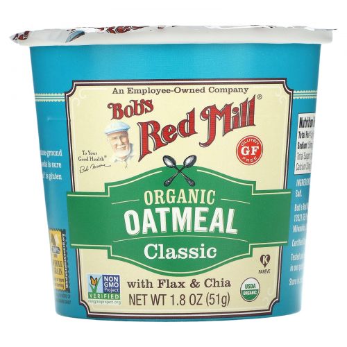 Bob's Red Mill, Органическая овсянка с семенами льна и чиа, 1,8 унц. (51 г)