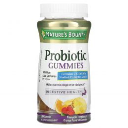 Nature's Bounty, Probiotic Gummies, 4 Billion, Pineapple, Raspberry & Orange, 60 Gummies