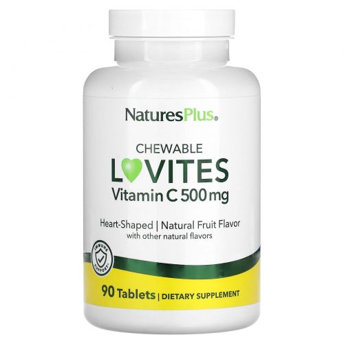 NaturesPlus, Жевательные Lovites, витамин C, натуральные фрукты, 500 мг, 90 таблеток