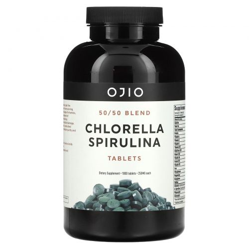 Ojio, Chlorella Spirulina, 50/50 Blend, 250 mg, 1000 Tablets