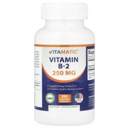 Vitamatic, Витамин B2, 250 мг, 200 растительных капсул