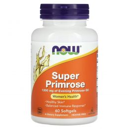 NOW Foods, Super Primrose, масло примулы, 1300 мг, 60 капсул