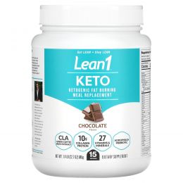 Lean1, Keto, кетогенный заменитель пищи, сжигающий жир, шоколад, 645 г (1,4 фунта)