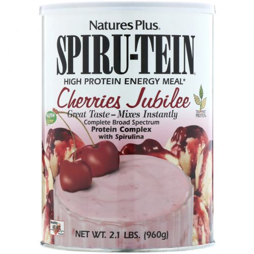 Nature's Plus, Spiru-Tein, Энергетический продукт с высоким содержанием белка в порошке, Праздник вишни, 2,1 фунта (960 г)