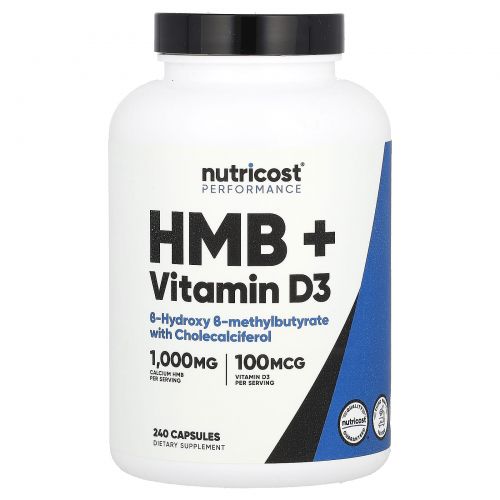 Nutricost, Performance, HMB и витамин D3, 240 капсул