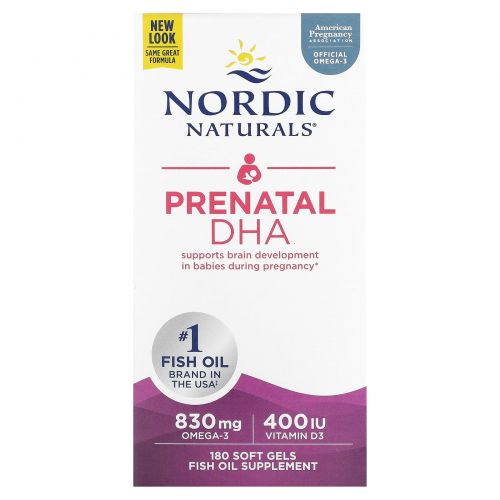 Nordic Naturals, ДГК для беременных, формула без ароматизаторов, 500 мг, 180 желатиновых капсул