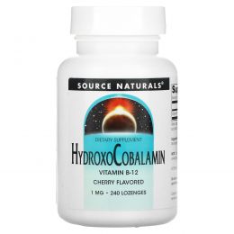 Source Naturals, ГидроксоКобаламин, витамин B-12, вишневый вкус, 1 мг , 240 таблеток