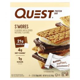 Quest Nutrition, Протеиновый батончик, S'Mores, 4 батончика, 60 г (2,12 унции) каждый