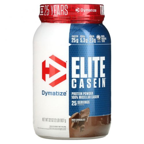 Dymatize Nutrition, Elite Casein, Насыщенный шоколад, 2 фунта (918 г)