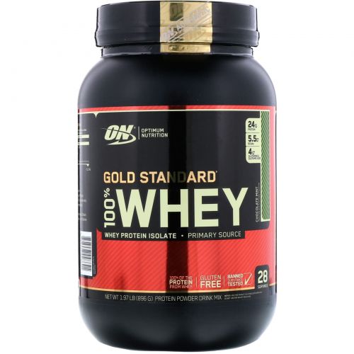 Optimum Nutrition, 100% сыворотка золотого стандарта, с шоколадом и мятой, 2 фунта (909 г)