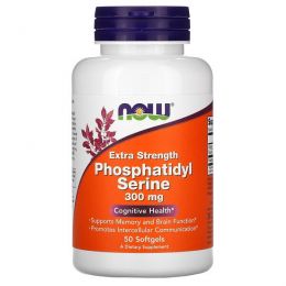 Now Foods, Фосфатидилсерин Extra Strength, 300 мг, 50 желатиновых капсул
