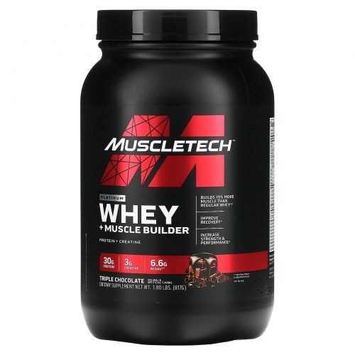 MuscleTech, Platinum Whey + Muscle Builder, тройной шоколад, 817 г (1,8 фунта)