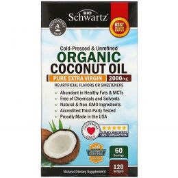 BioSchwartz, органическое кокосовое масло, 2000 мг, 120 мягких таблеток