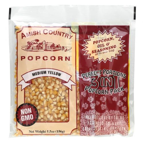 Amish Country Popcorn, Perfect Portions, попкорн 3 в 1, средний желтый, 156 г (5,5 унции)