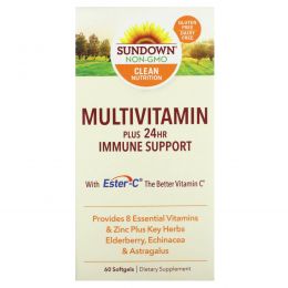 Sundown Naturals, Multivitamin, Plus 24HR Immune Support, 60 Softgels