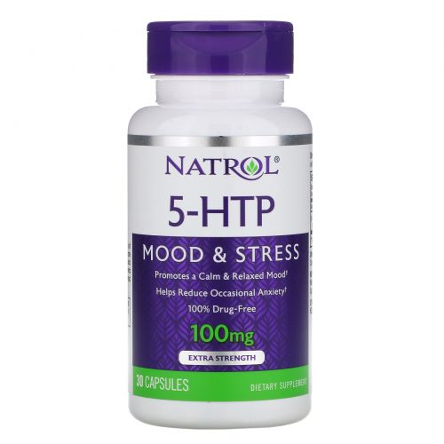 Natrol, 5-HTP (5-гидрокситриптофан), 100 мг, 30 капсул