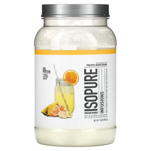 Isopure, Протеиновый порошок Infusions, ананас, апельсин и банан, 900 г (1,98 фунта)