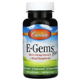 Carlson, E-Gems Plus, 400 МЕ (268 мг), 100 мягких таблеток
