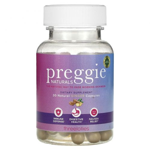 Preggie, натуральный имбирь, 30 капсул