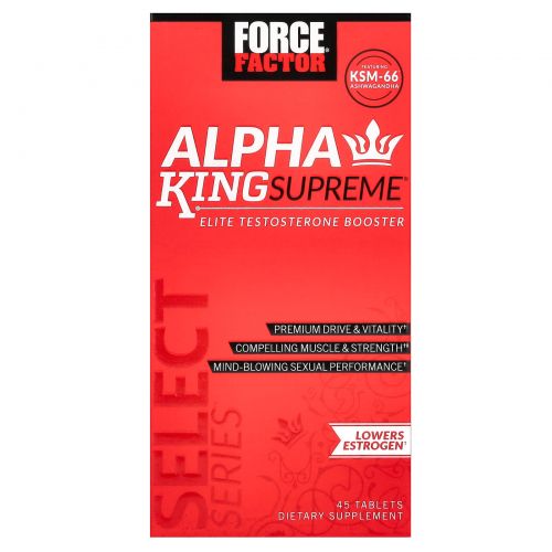 Force Factor, Alpha King Supreme, элитный бустер тестостерона, 45 таблеток