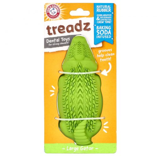 Arm & Hammer, Treadz, Dental Toys For Strong Chewers, Large, Gator, 1 Toy
