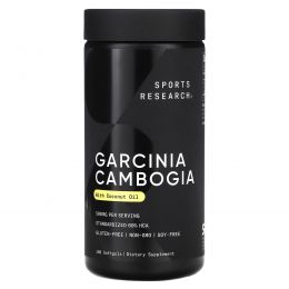 Sports Research, гарциния камбоджийская, с кокосовым маслом, 500 мг, 180 мягких таблеток