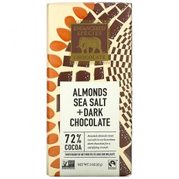 Endangered Species Chocolate, Натуральный темный шоколад с морской солью и миндалем, 3 унции (85 г)