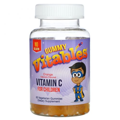 Vitables, Gummy Vitamin C for Children, No Gelatin, Orange Flavor, 60 Vegetarian Gummies