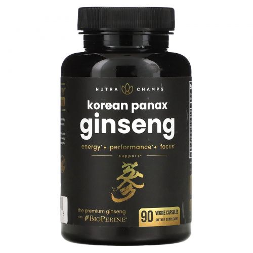 NutraChamps, Korean Panax Ginseng`` 90 растительных капсул