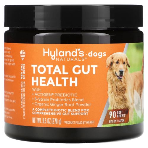 Hyland's Naturals, Total Gut Health, для собак, бекон, 90 жевательных таблеток, 270 г (9,5 унции)