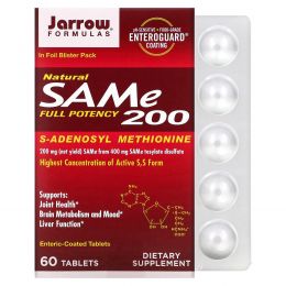 Jarrow Formulas, Натуральный  SAM-e (S-Adenosyl-L-Methionine) 200, 200 мг, 60 таблеток