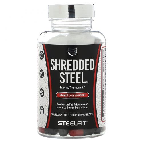 SteelFit, Shredded Steel, средство для снижения веса, 90 капсул