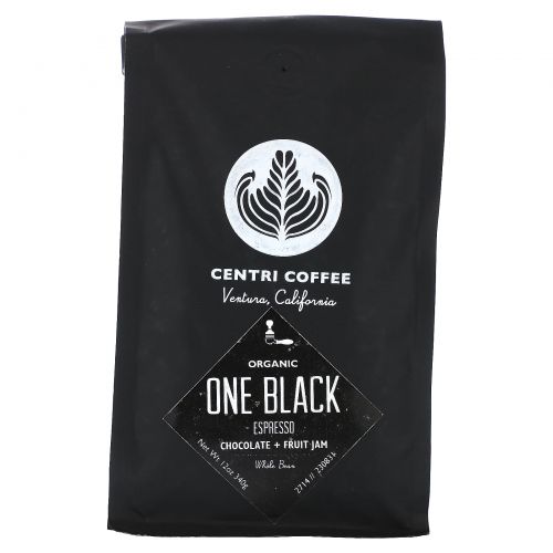 Cafe Altura, Organic Centri Coffee,  One Black, Espresso, Whole Bean, Chocolate + Fruit Jam, 12 oz (340 g)