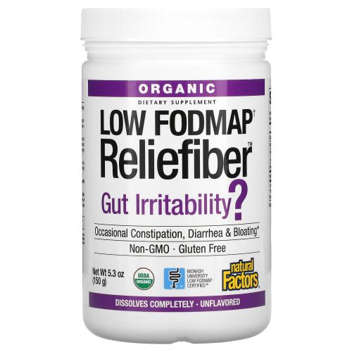 Natural Factors, Organic Low Fodmap Reliefiber, Unflavored, 5.3 oz (150 g)