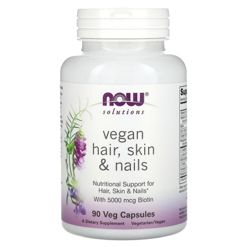 Now Foods, Solutions, Vegan Hair Skin & Nails, 90 Veg Capsules