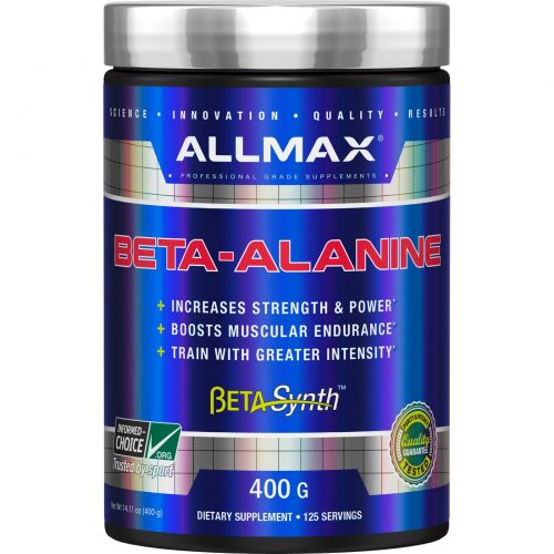 ALLMAX Nutrition, 100% Pure Beta-Alanine Maximum Strength + Absorption, 3200 mg, 14.1 oz (400 g)