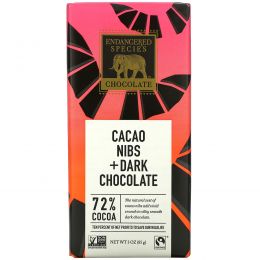 Endangered Species Chocolate, Насыщенный темный шоколад с бобами какао, 3 унции (85 г)